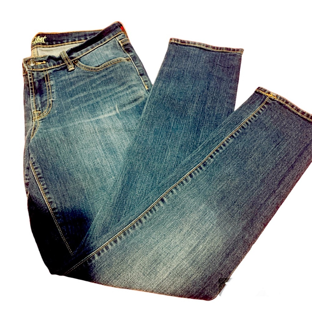 Old Navy Jeans Boot-Cut Mid-Rise Stretch Denim Medium Dark Size 8 Regular EUC
